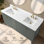 Meuble-lavabo de salle de bain Vanity Art 72 po à double vasque avec dessus en marbre reconstitué