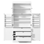 Garde-manger de cuisine autoportant 77H, armoire de rangement de style ferme avec étagères réglables, étagères de porte, tiroirs et casiers à vin - ModernLuxe