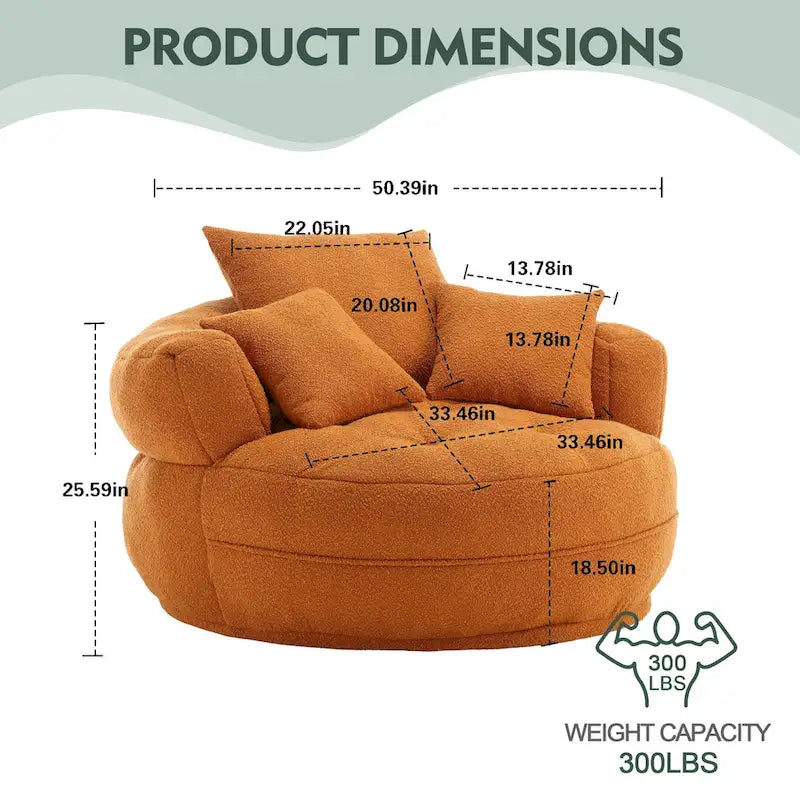 Fauteuil paresseux rond – Blanc/Bleu/Gris/Jaune/Orange/Rouge rosé/Bleu marine/Vert, Siège simple et double