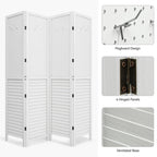 Séparateur de pièce en bois 4 panneaux Moasis 67 blanc