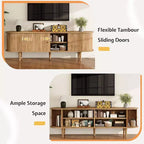 Meuble TV AMERLIFE 70 avec pieds en bois massif, console TV de style moderne du milieu du siècle avec porte à tambour
