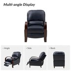 Fauteuil inclinable manuel Alex Mid-century Modern Cigar en cuir véritable avec accoudoirs incurvés en bois