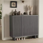 Meuble à chaussures Acekool 46 avec porte cannelée, meuble de rangement 5 niveaux, banc d'entrée rustique pour couloir, 41,5H
