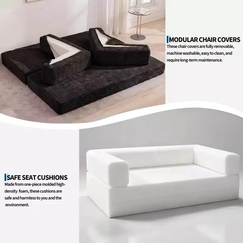 Canapé-lit convertible 5-en-1 80,7 po – Velours côtelé, 544 kg, aucun assemblage