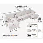 Canapé d'angle modulaire en velours côtelé Dyonery avec housses lavables