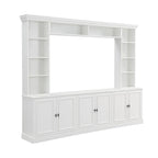 Ensemble mural de 4 meubles TV avec pont pour téléviseurs jusqu'à 70 pouces, meuble TV avec étagères réglables, grande console multimédia