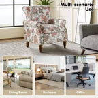 Fauteuil en bois traditionnel Araceli, rembourré à motifs floraux, avec dossier à oreilles et garniture cloutée | ART OF LIVING DESIGNS