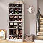 Meuble à chaussures haut 30 paires, étagère de rangement à chaussures en bois blanc 10 niveaux pour placard, entrée - 10 niveaux