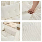 Mjkone Canapé-Lit Futon Convertible 2-en-1 180 cm, Canapé Deux Places Pliable en Tissu Côtelé avec Boutons Touffetés, Idéal pour Petits Espaces