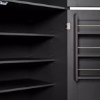 Grand meuble de garde-manger de cuisine avec prises électriques, grand placard autoportant avec support pour micro-ondes, tiroirs, étagères, casiers à vin et étagère de porte