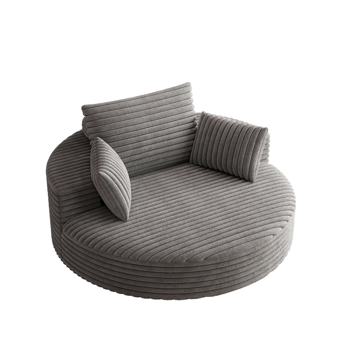Fauteuil pivotant simple en velours côtelé et chenille avec rembourrage en mousse
