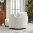 Fauteuil d'appoint pivotant rembourré 42,3 W avec 4 oreillers et pouf de rangement demi-lune