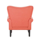 Fauteuil d'appoint moderne Erommy, fauteuil à dossier haut, canapé simple en tissu rembourré avec boutons et pieds en bois pour salon