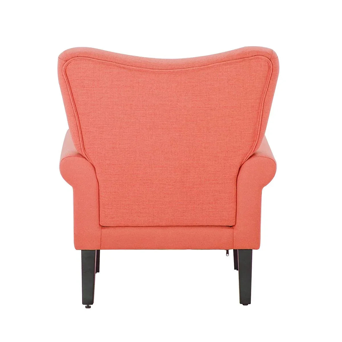 Fauteuil d'appoint moderne Erommy, fauteuil à dossier haut, canapé simple en tissu rembourré avec boutons et pieds en bois pour salon