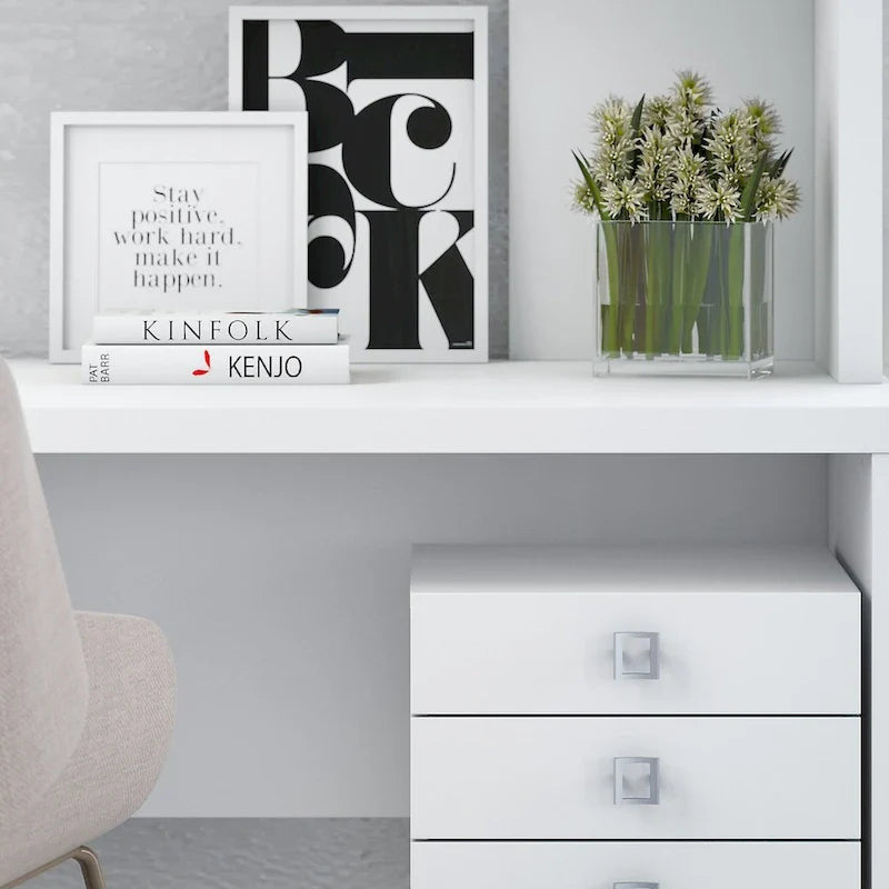 Bureau d'angle Echo avec huche et tiroirs