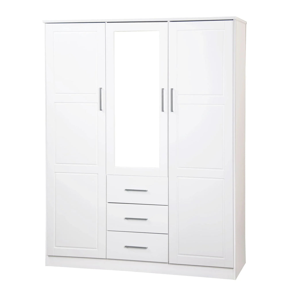 Palace Imports Armoire Cosmo 3 portes 100 % bois massif avec portes en bois massif ou portes miroir