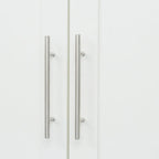 Armoire de rangement en bois blanc avec portes, tiroirs et tringle à vêtements