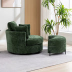 Fauteuil d'appoint pivotant rembourré 42,3 W avec 4 oreillers et pouf de rangement demi-lune