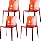 Chaise de salle à manger sans accoudoirs à dossier bas en acrylique ambre
