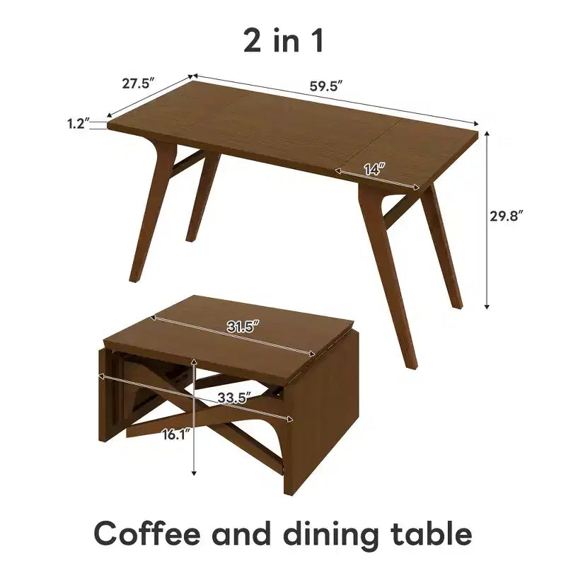 Table basse 2 en 1, table à manger extensible, table à hauteur réglable pour la maison et le bureau, peu encombrante - ModernLuxe