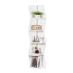 VECELO Étagère d'Angle Onde à 5 Niveaux, Étagère de Rangement Verticale Haute pour Petits Espaces et Salon, Blanche