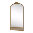 Miroir mural marron avec cadre en bois massif classique sculpté de 94 cm (37 po) de large x 180 cm (71 po) de haut avec fond en rotin