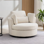 Fauteuil d'appoint pivotant rembourré 42,3 W avec 4 oreillers et pouf de rangement demi-lune