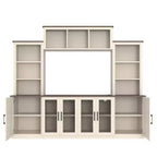 Meuble TV Moderne pour Téléviseur de 55 Pouces avec Station de Chargement, Console Multimédia avec Grands Placards de Rangement, Meuble TV pour Salon-Panipeachy