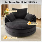 Fauteuil d'appoint pivotant à 360°, Fauteuil pivotant rond en forme de baril avec coussin pour salon