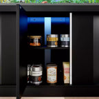 Meuble d'aquarium moderne en bois GDFStudio Logan avec prise électrique et armoire de rangement