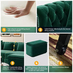 Canapé-lit gigogne 3-en-1 King Size Whisen Velvet et canapé convertible avec pouf mobile, design capitonné