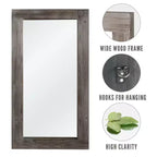 Miroir pleine longueur mural rectangulaire en bois massif marron 71x31 pouces, d'occasion, sans support de fixation