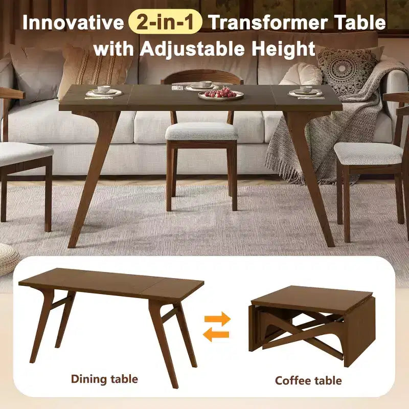 Table basse 2 en 1, table à manger extensible, table à hauteur réglable pour la maison et le bureau, peu encombrante - ModernLuxe