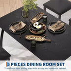 Ensemble de table et 4 chaises de cuisine avec cadre métallique, design biseauté