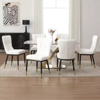 Bekrvio Lot de 6 chaises de salle à manger, modernes, rembourrées, en similicuir, avec haut dossier, pieds en métal, chaises de cuisine sans accoudoirs pour salon et salle à manger