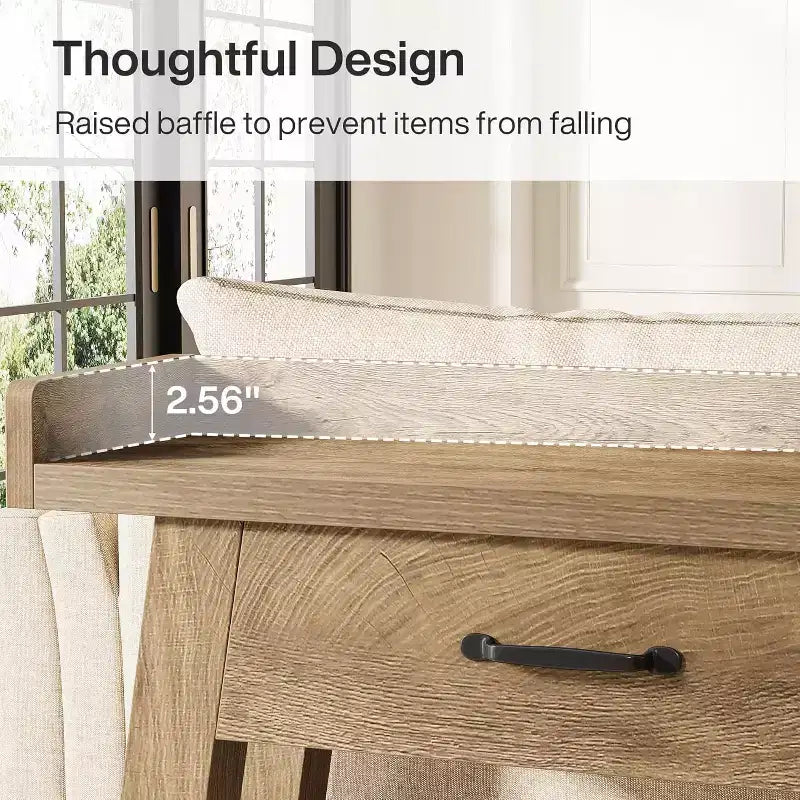 Table de canapé à 2 niveaux Lantine avec 3 tiroirs, console de 180 cm avec chicane surélevée et étagères de rangement pour salon, couloir, entrée