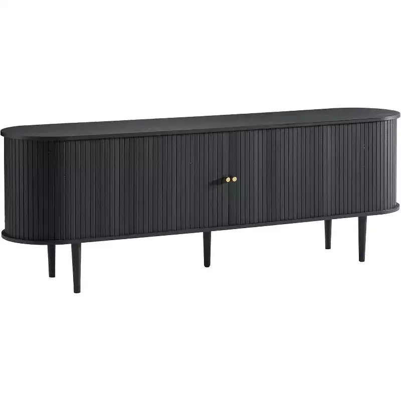 Meuble TV AMERLIFE 70 avec pieds en bois massif, console TV de style moderne du milieu du siècle avec porte à tambour