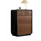 Commode en bois d'inspiration Art déco avec sculptures géométriques