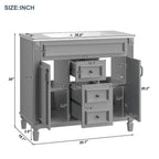 Meuble-lavabo de salle de bain moderne de 91 cm avec lavabo et armoire de toilette, 2 portes et 2 tiroirs