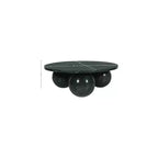 Table basse ronde en marbre avec pieds sphériques, multicolore, 4 places