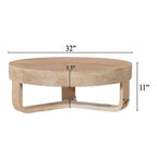 Table basse Royal Hampton, dessus rond de 32 pouces avec base en forme de traîneau ouverte