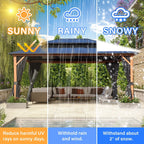 Tonnelle EROMMY à toit rigide, pergola extérieure avec double toit, moustiquaire et rideaux, auvent robuste pour patio, jardin, fête au bord de la piscine
