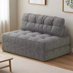 Canapé-lit futon pliant entièrement en velours côtelé, chaise de couchage convertible au sol avec oreiller et dossier