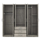 Armoire 6 portes en bois avec 3 grands tiroirs de rangement pour chambre à coucher