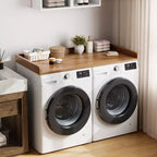 Comptoir pour lave-linge-sécheuse, dessus de machine à laver avec bord surélevé et tapis antidérapant pour le rangement des paniers à linge et l'organisation de la buanderie