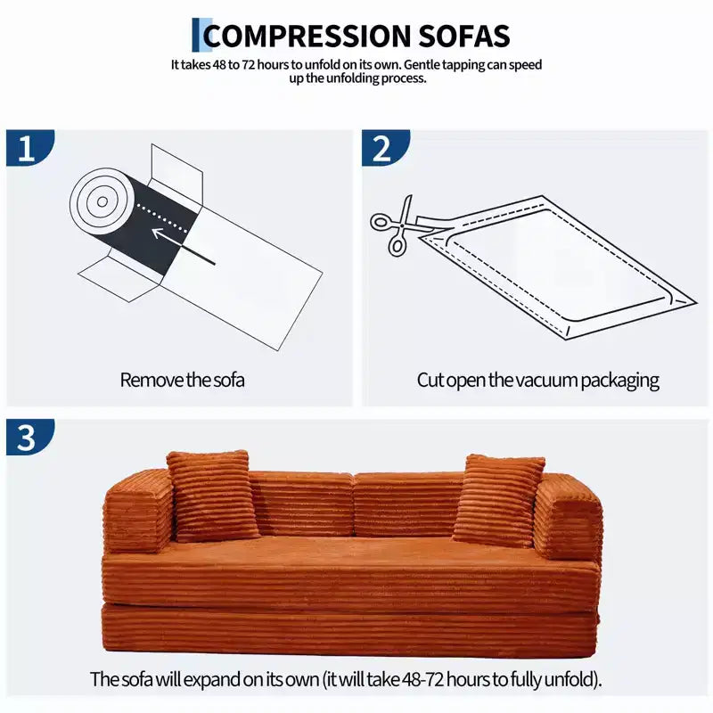Canapé-lit convertible 5-en-1 80,7 po – Velours côtelé, 544 kg, aucun assemblage