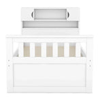 Lit plateforme capitaine double/grand avec 4 tiroirs et étagères de rangement, cadre de lit en bois massif avec tête de lit bibliothèque de rangement