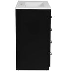 Meuble-lavabo simple de 76 cm avec armoire et 3 tiroirs – Noir / Bleu / Vert / Indigo / Blanc