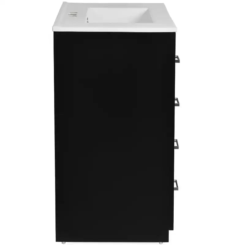Meuble-lavabo simple de 76 cm avec armoire et 3 tiroirs – Noir / Bleu / Vert / Indigo / Blanc