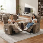 Fauteuil de massage inclinable et chauffant – Fauteuil à bascule pivotant à 360°, canapé simple surdimensionné avec vibration, port USB et poches de rangement pour salon/chambre